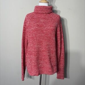 G Star Raw Sweater Womens Small Red Chunky Knit Turtleneck Side‎ Zip Long Sleeve